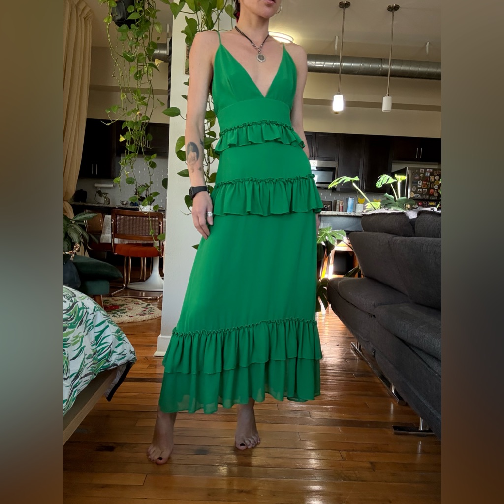 Lovers + Friends Vibrant Green Maxi Dress Xs